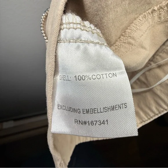 White Fox Boutique Tan Cargo Pants Womens Small Beige Cotton Utility Straight - Picture 7 of 8